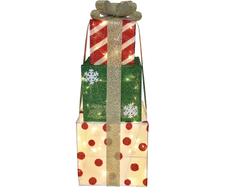 Stacked Gift Boxes - 70 Warm White LED Lights (32" H)