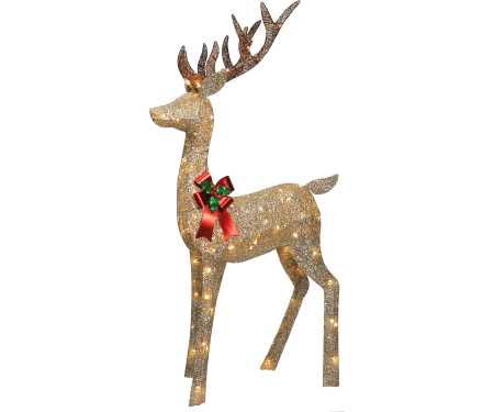 Gold Glitter Buck - 105 Warm White LED Lights (60" H)