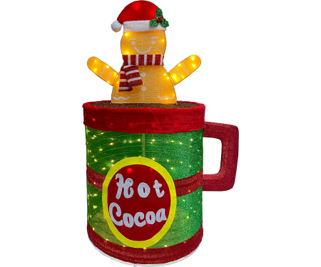 Gingerbread Lantern Mug - 150 Warm White LED Lights (50" H)