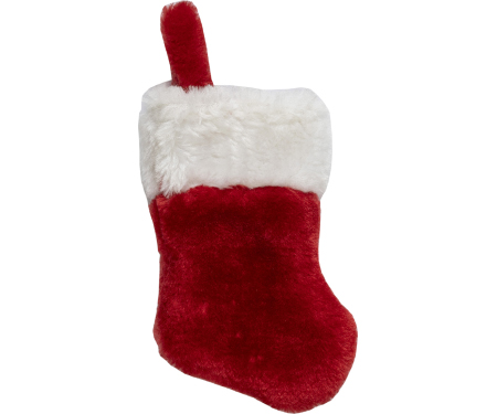 Red Plush Stocking with White Cuff - 7"