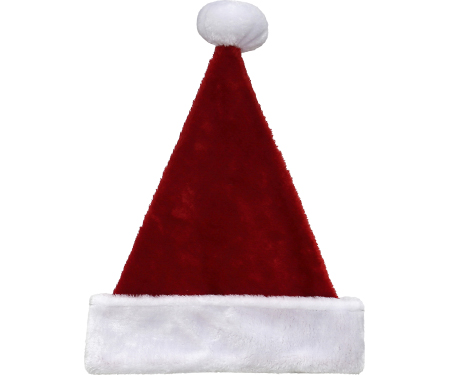 Red Plush Santa Hat with White Plush Cuff - 17"