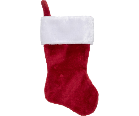Red Plush Stocking with White Cuff - 17.5"
