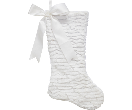 Ivory Faux Fur Stocking with Satin Bow - 20"