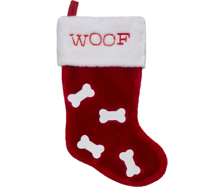Red and White Woof Pet Stocking - 20"