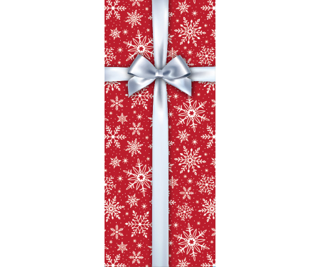 Red and White Snowflake Door Panel with Bow - 30" x 72"