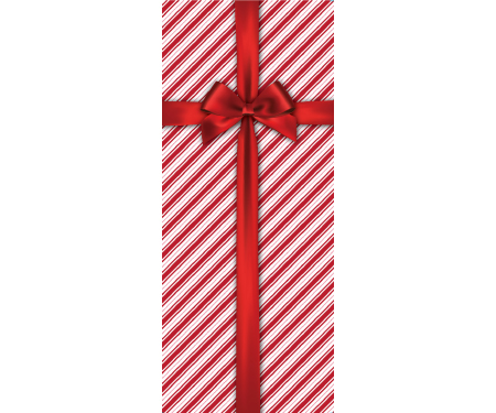 Red and White Candy Cane Stripe Door Panel with Bow - 30" x 72"