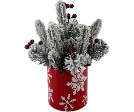 Tree in Red Snowflake Pot