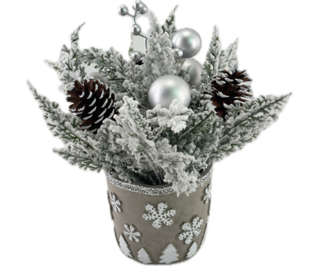 Tree in Cement Snowflake Pot