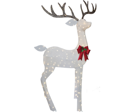 Tinsel Fabric Buck - 180 Twinkling Warm White LED Lights (96" H)