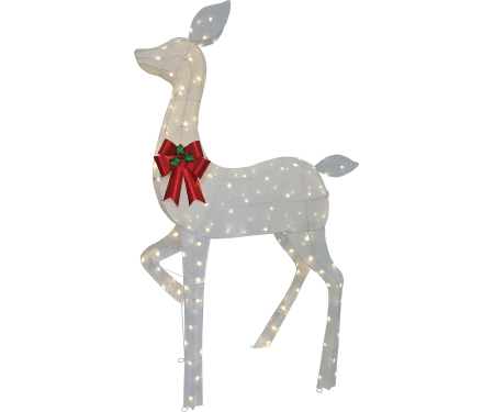 Tinsel Fabric Doe - 160 Twinkling Warm White LED Lights (86" H)