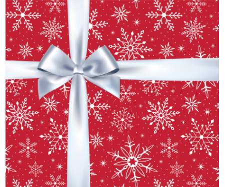 Red and White Snowflake Garage Door Panel with Bow - 8' x 7'