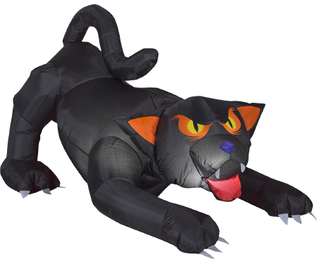 Animated Airblown Evil-Eyed Black Cat with Turning Head