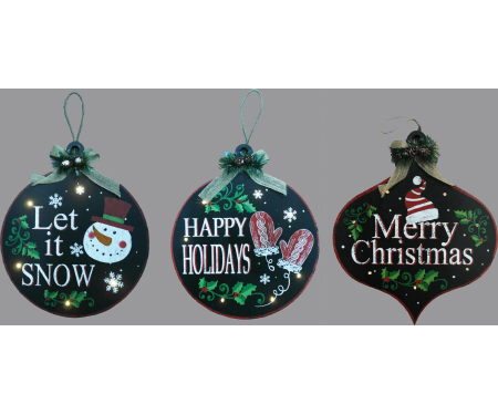 Ornament Wall Plaque Assortment with Holiday Expressions
