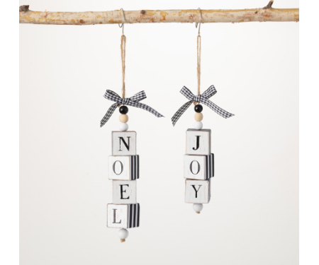 Noel and Joy Ornaments - Set of 2