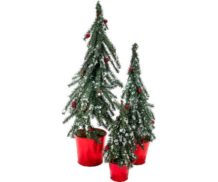 Flocked Alpine Tabletop Trees - 24", 18" and 12", Set of 3