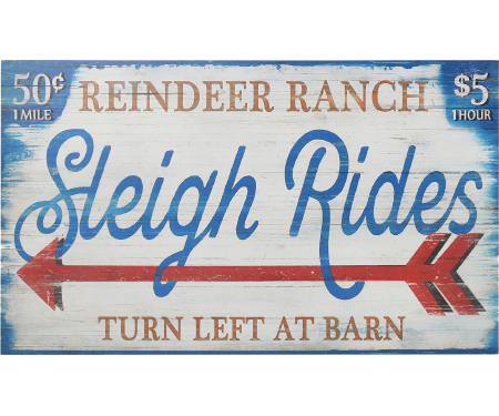 Reindeer Ranch Sleigh Rides Wooden Plaque