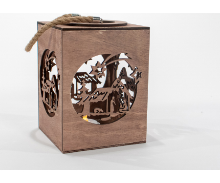 Nativity Shadow Lantern Box - 10"