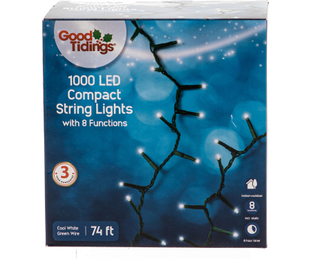 LED Compact String Lights - Cool White, Twinkle Effect (74' L)
