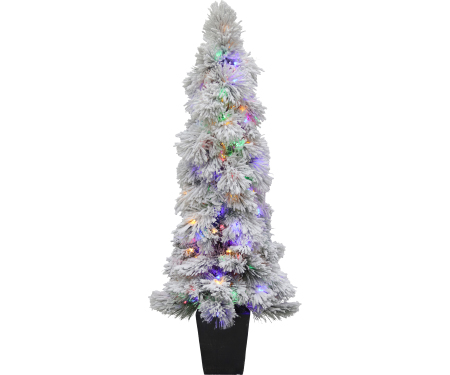 Macomb Flocked Pencil Tree - 300 Dual-Color LED Lights (5' H)