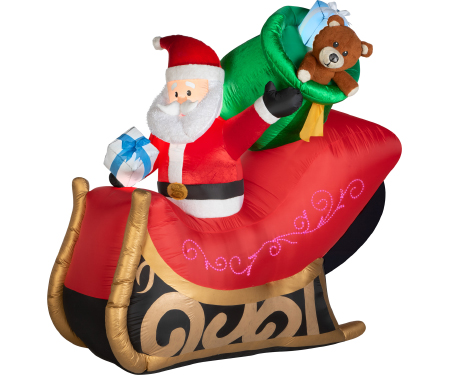 Airblown Santa's Sleigh with Micro LED Lights - Large