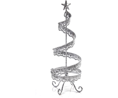 Silver Spiral Metal Tree - 14"