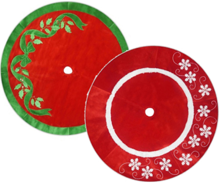 Red Tree Skirt with Applique - 48", Assorted