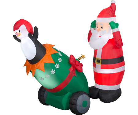 LightShow Airblown Inflatable Santa and Penguin