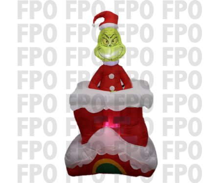 Animated Airblown Grinch Popping Up from Chimney