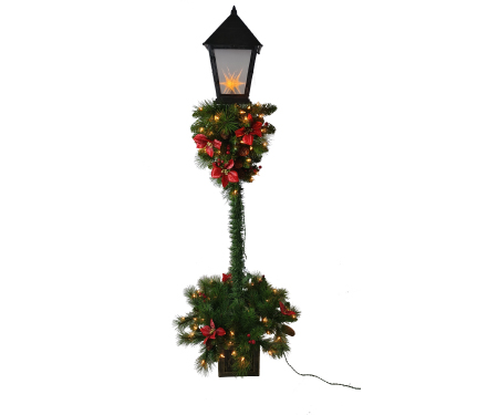 Lamp Post with Flowers and Berries - 170 Incandescent Lights (60" H)